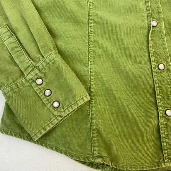 J.CREW Corduroy Pearl Snap Button Up Green Vintage Y2K Shirt Top - Picture 3 of 10